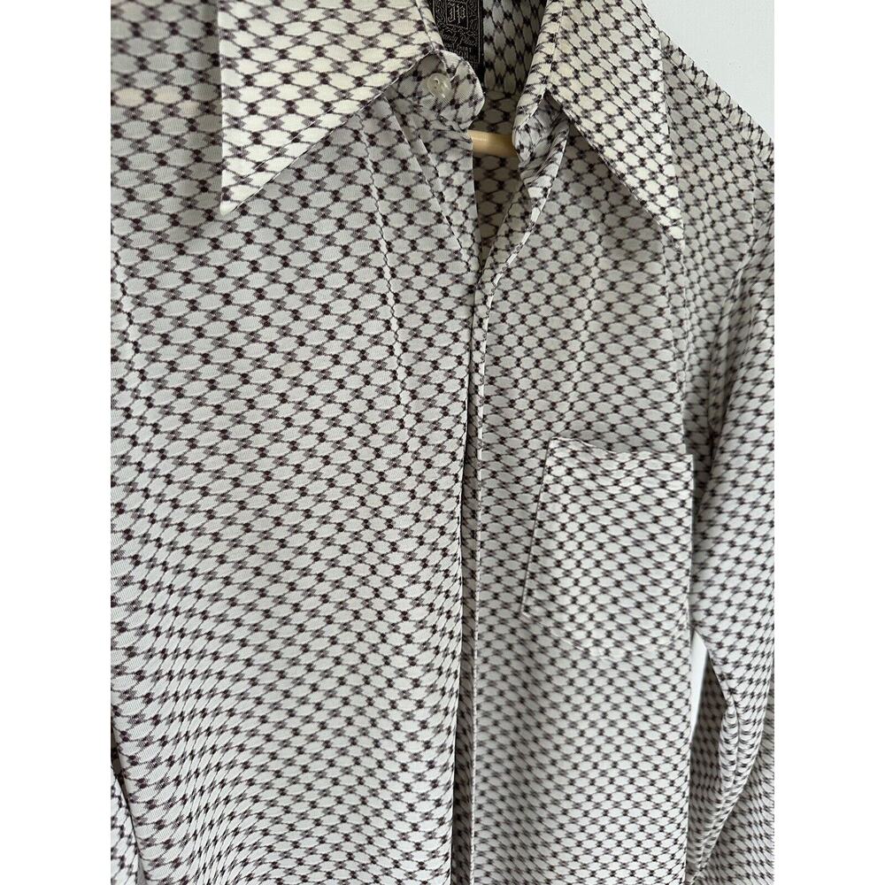 Vintage 1970s Jandy Place Knit Nylon Button Down Shirt Medium - Picture 5 of 7